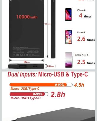 Power Bankb10000mAh  sottilissimo