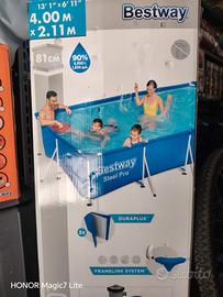 Piscina rettangolare + filtro a sabbia e accessori