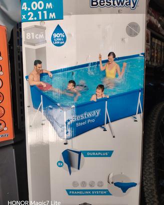 Piscina rettangolare + filtro a sabbia e accessori