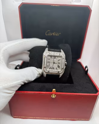 Cartier santos 100xl diamond/pave