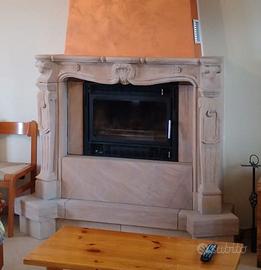 Cornice rosa pietra camino termocamino