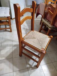 8 sedie con seduta in paglia 