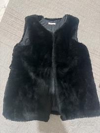 Gilet nero effetto pelliccia