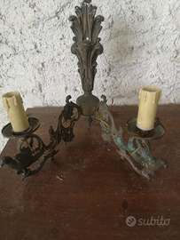 Applique a muro due luci in ottone