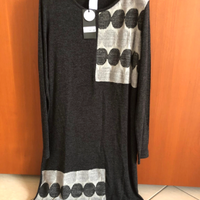 Vestito lungo maglia grigio e nero