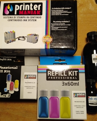 Inchiostro 3 colori e nero ricarica cartucce