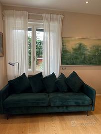 Divano 3/4 posti velluto verde