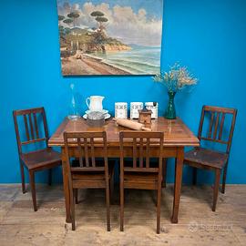 TAVOLO A TIRO FRIULI INIZI 900 ALLUNGO + 4 SEDIE