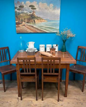 TAVOLO A TIRO FRIULI INIZI 900 ALLUNGO + 4 SEDIE