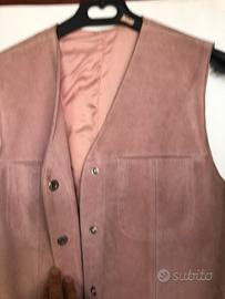 Gilet piu gonna in camoscio rosa taglia 42