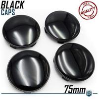 4 Tappi Coprimozzo Nero Lucido 75MM Cerchi in Lega