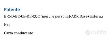 Autistata NCC (ADR no esperienza)CE DE CQC