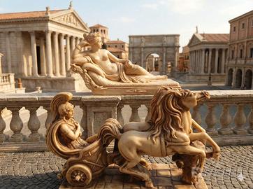 Coppia Statue: Paolina Borghese  + Biga Romana