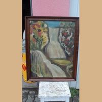 Quadro con cornice in noce con cascata