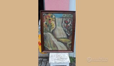 Quadro con cornice in noce con cascata