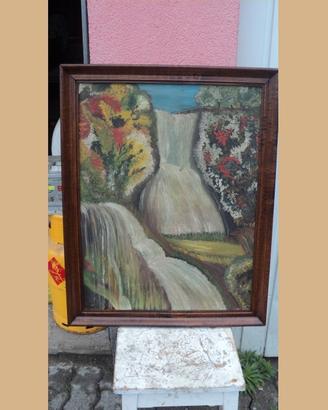 Quadro con cornice in noce con cascata