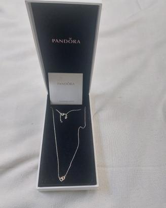 pandora collana intreccio cuori 