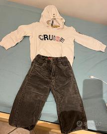 Felpa  di cotone bianca e pantalone