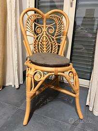 Sedia in vimini fatta a mano stile boho