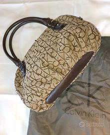 Borsa originale Calvin Klein, stoffa e pelle brown