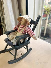 Bambola vintage con viso in porcellana