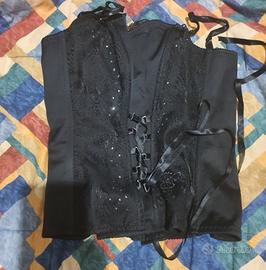 Top Corsetto Cannella Nero con Cristalli Swarovski