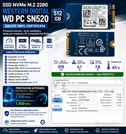 SSD NVMe M.2 2280 WD  512 GB   Salute 100%