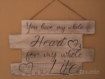 Targa in legno cartello shabby con scritta