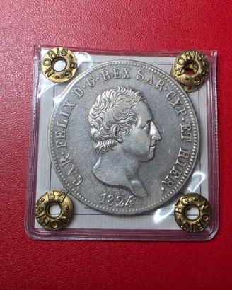 5 Lire 1824 Torino Carlo Felice