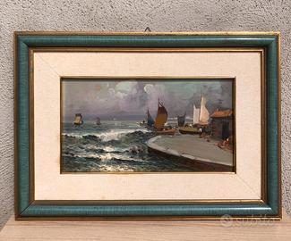 Quadro vintage -Marina-dipinto a olio