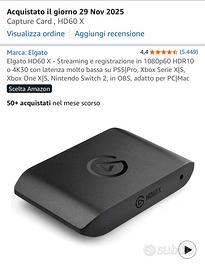 Elgato HD60 X scheda di acquisizione