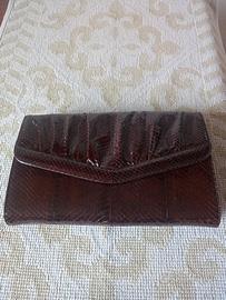 Borsa a Pochette vero rettile Marrone Vintage 