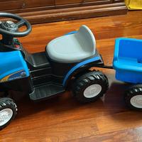 Trattore New Holland con rimorchio blu 6V