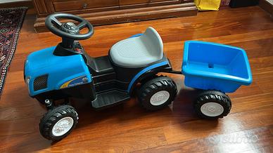 Trattore New Holland con rimorchio blu 6V