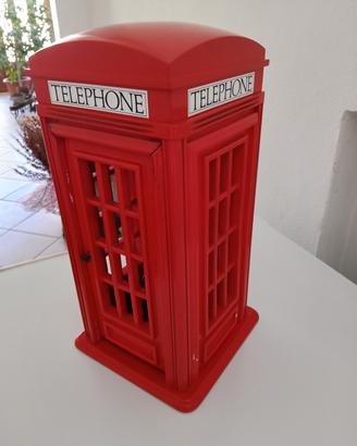Riproduzione cabina telefonica inglese in legno 