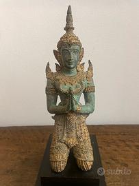 Statuetta vintage divinità thailandese in bronzo