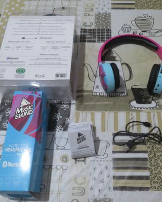 Music Sound Bluetooth Wireless HeadPhones Fucsia