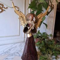 Angelo decorativo con arpa h 70 cm
