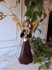 Angelo decorativo con arpa h 70 cm