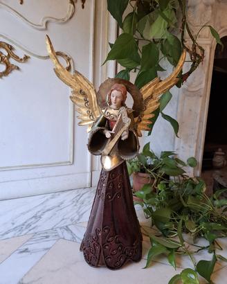 Angelo decorativo con arpa h 70 cm