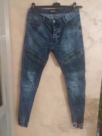 Jeans uomo blu scuro con molle alle caviglie