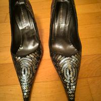 scarpe décolleté nere con paillettes tacco alto 