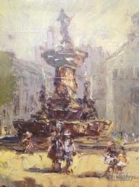 Olio di Elmo Ambrosi, Fontana del Nettuno, 1955