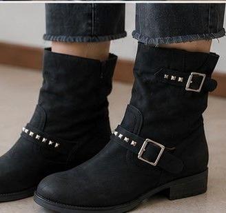 Stivaletti biker Bata in pelle nera,