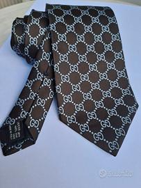 Cravatta Gucci Seta 100% originale Grigio/marrone