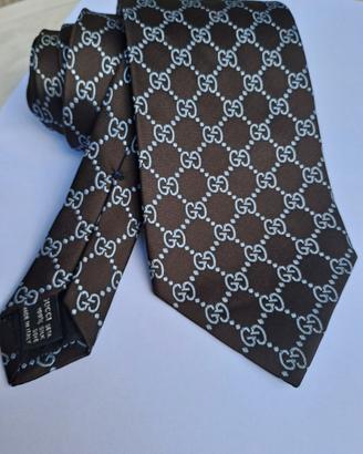 Cravatta Gucci Seta 100% originale Grigio/marrone