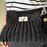 borsa crochet/pochette elegante, nera
