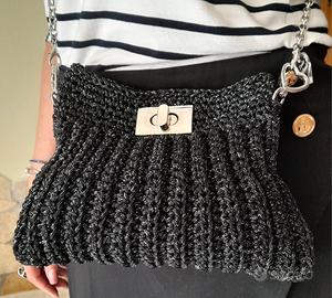 borsa crochet/pochette elegante, nera