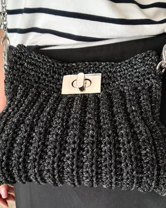 borsa crochet/pochette elegante, nera