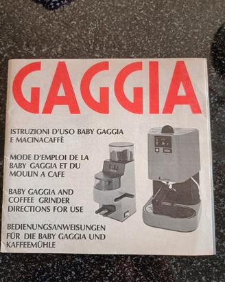 Libretto istruzioni baby gaggia anno 1986